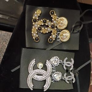 Elegant Gold and Silver Pearl Earrings And Brooches